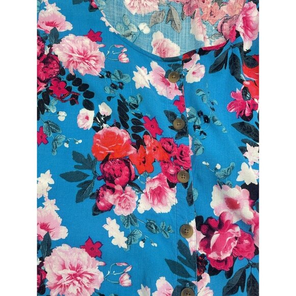 Torrid Women's Floral Rayon Slub Button-Front Flutter Sleeve Top 2 Plus Size - Picture 5 of 15